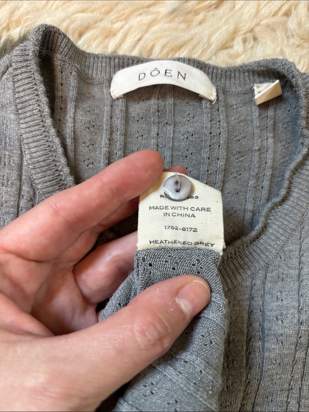 Doen Light Gray Ribbed Button-Front Top - Picture 9 of 17
